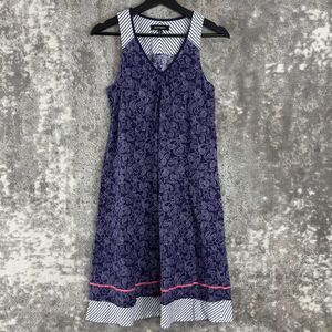 Ellen Tracy Size S Paisley V Neck Sleeveless Knee Length A Line Dress Purple